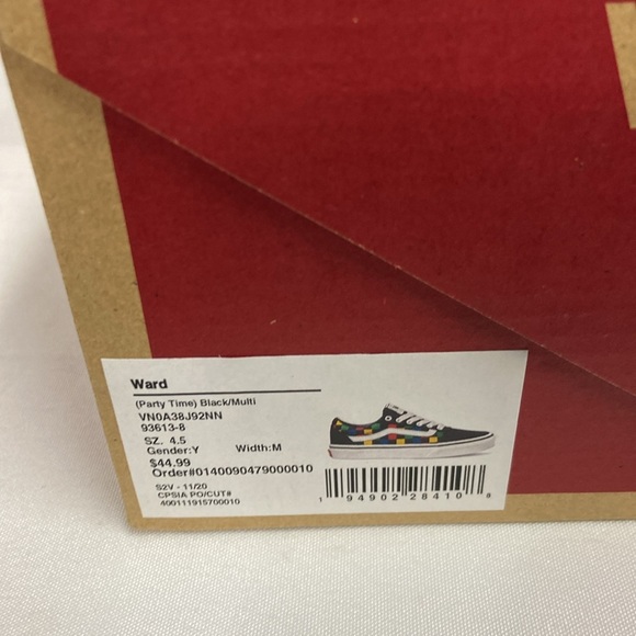 Vans Off the Wall Ward Party Time Multi-Colored Checkers Skate Shoes Size 4.5 - Picture 6 of 6